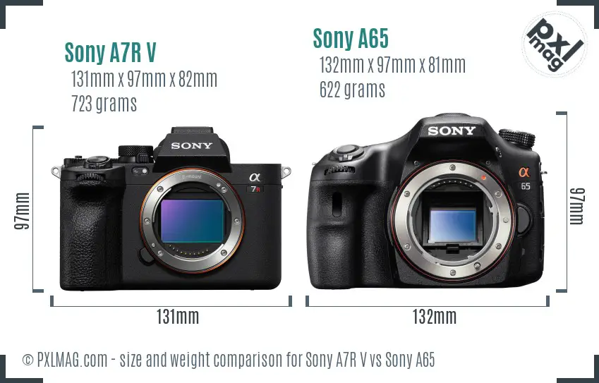 Sony A7R V vs Sony A65 size comparison Sony A7R V vs Sony A65 size comparison