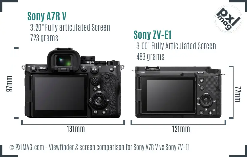 Sony A7R V vs Sony ZV-E1 Screen and Viewfinder comparison