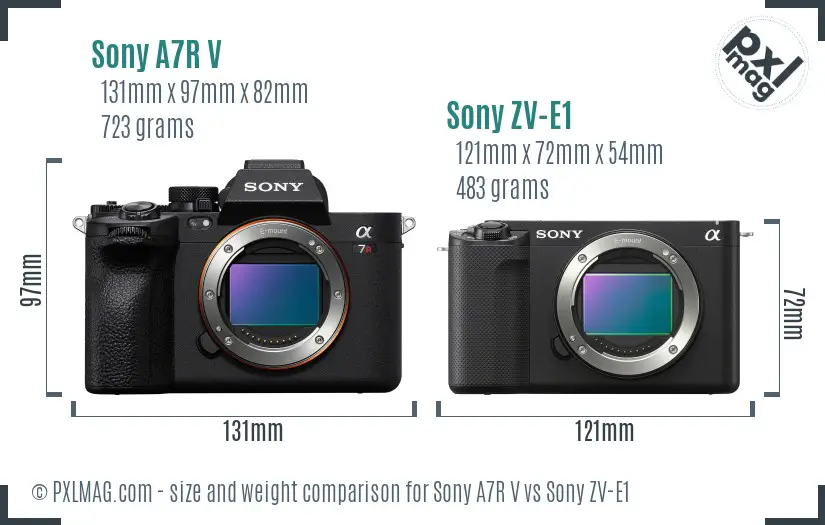 Sony A7R V vs Sony ZV-E1 size comparison