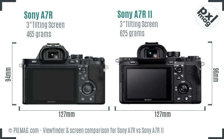 Sony A7R vs Sony A7R II Screen and Viewfinder comparison