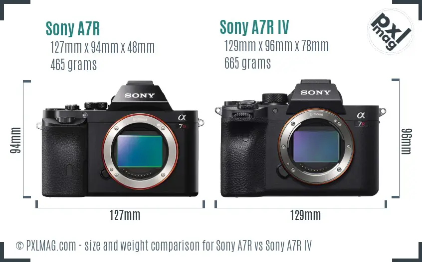 Sony A7R vs Sony A7R IV size comparison