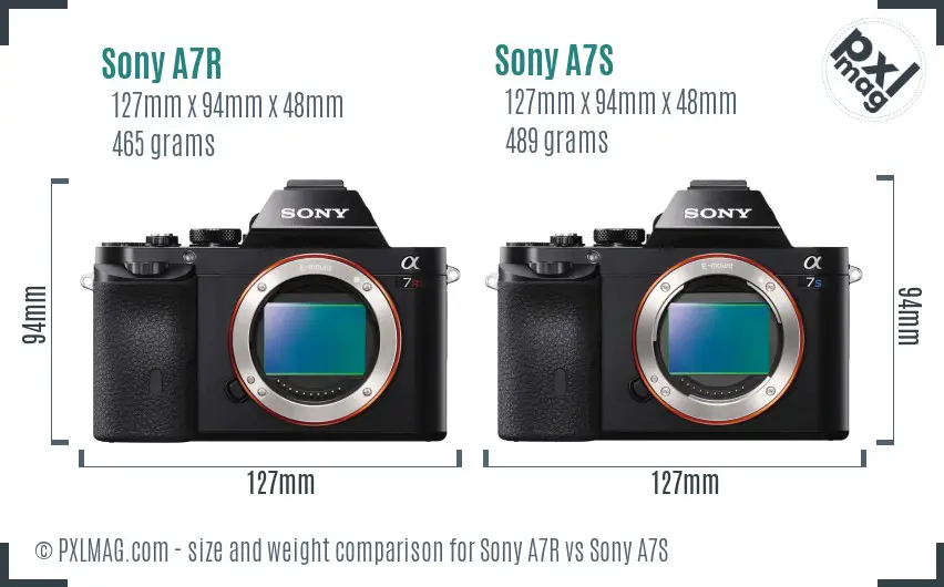 Sony A7R vs Sony A7S size comparison