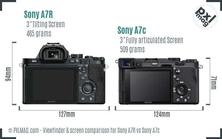Sony A7R vs Sony A7c Screen and Viewfinder comparison Sony A7R vs Sony A7c Screen and Viewfinder comparison