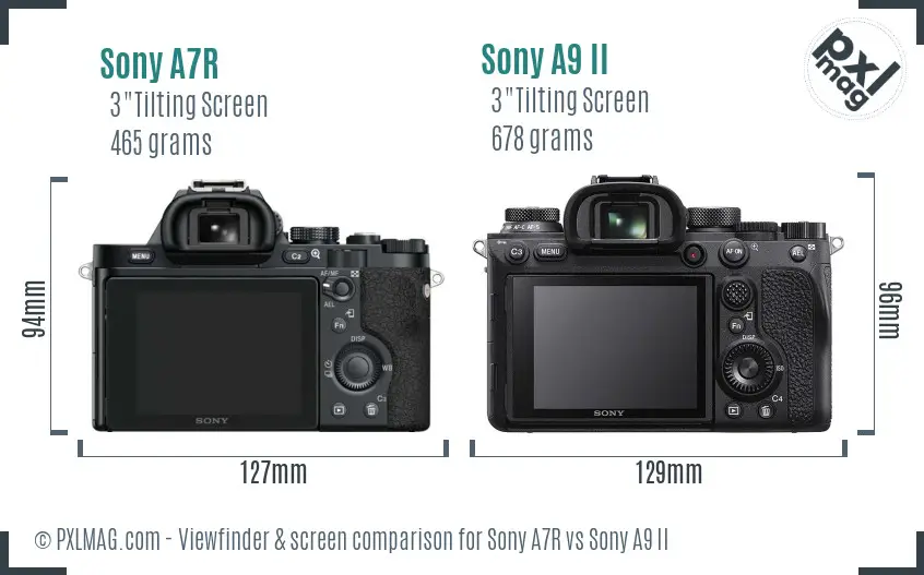 Sony A7R vs Sony A9 II Screen and Viewfinder comparison
