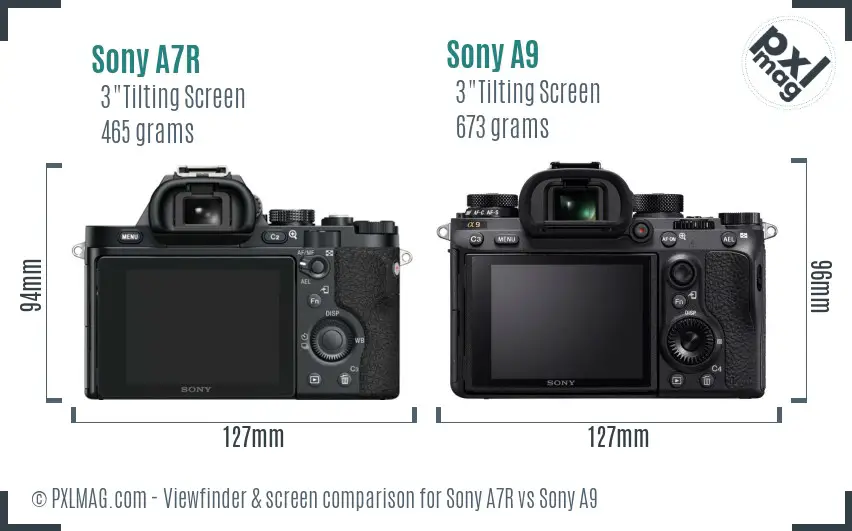 Sony A7R vs Sony A9 Screen and Viewfinder comparison