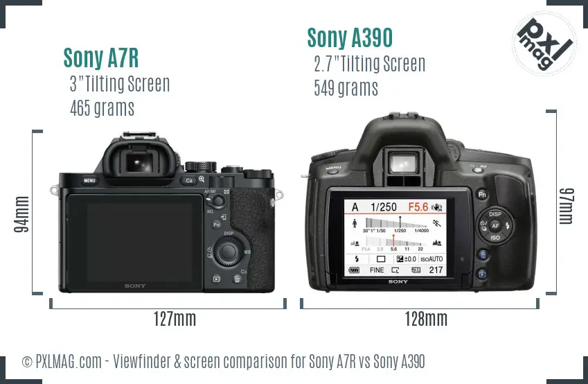 Sony A7R vs Sony A390 Screen and Viewfinder comparison