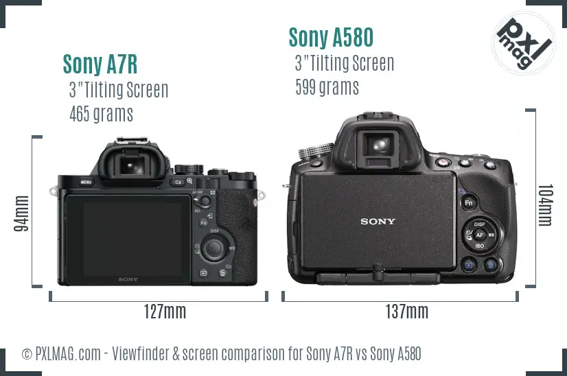 Sony A7R vs Sony A580 Screen and Viewfinder comparison