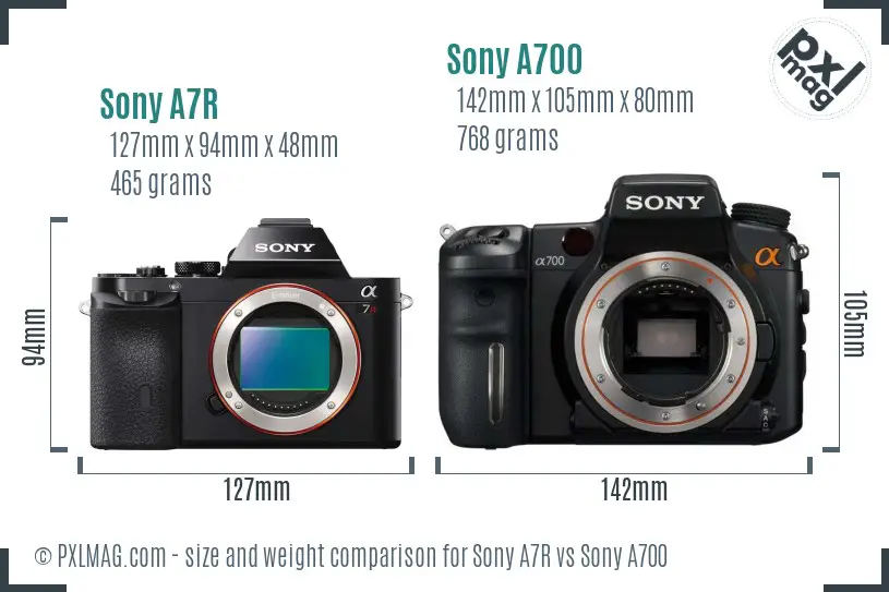 Sony A7R vs Sony A700 size comparison Sony A7R vs Sony A700 size comparison