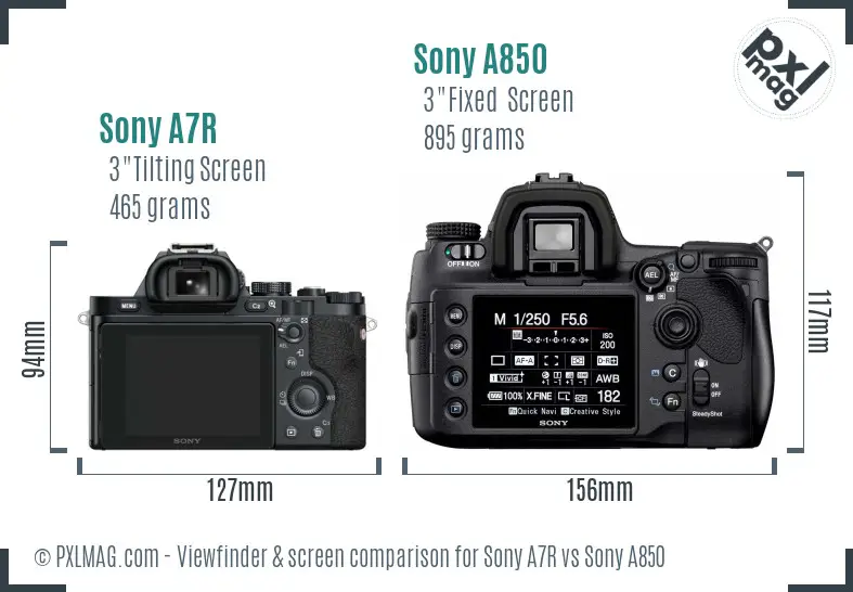 Sony A7R vs Sony A850 Screen and Viewfinder comparison Sony A7R vs Sony A850 Screen and Viewfinder comparison
