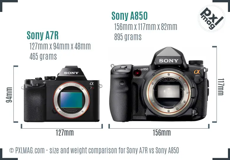 Sony A7R vs Sony A850 size comparison Sony A7R vs Sony A850 size comparison