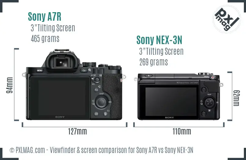 Sony A7R vs Sony NEX-3N Screen and Viewfinder comparison Sony A7R vs Sony NEX-3N Screen and Viewfinder comparison
