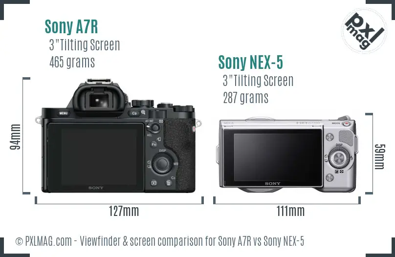 Sony A7R vs Sony NEX-5 Screen and Viewfinder comparison Sony A7R vs Sony NEX-5 Screen and Viewfinder comparison