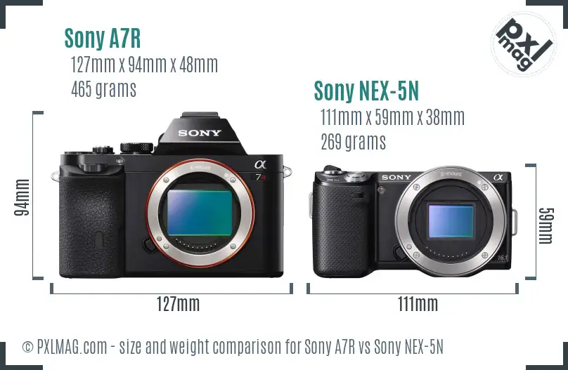 Sony A7R vs Sony NEX-5N size comparison