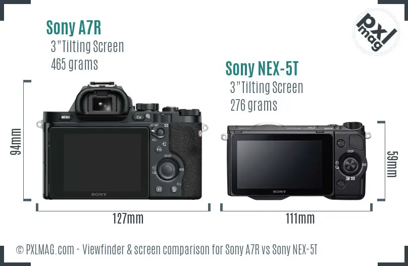 Sony A7R vs Sony NEX-5T Screen and Viewfinder comparison