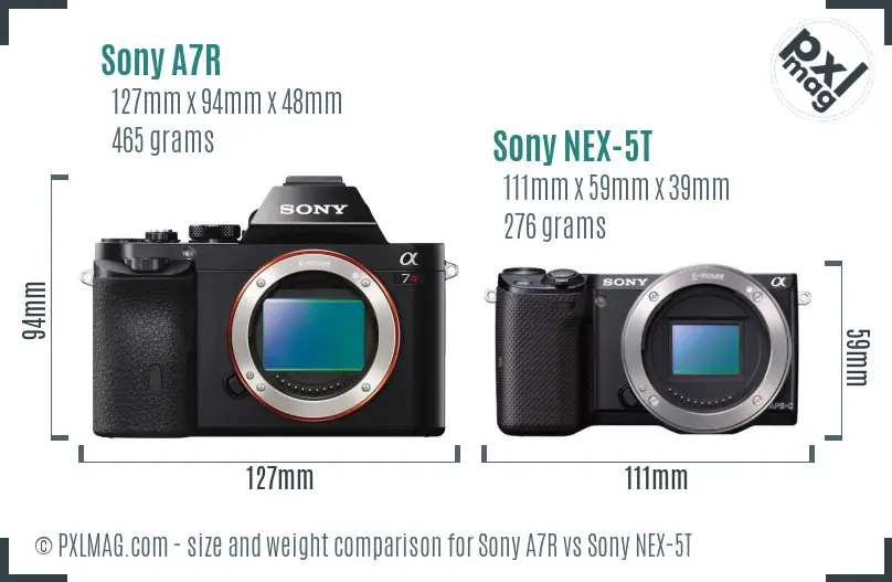 Sony A7R vs Sony NEX-5T size comparison