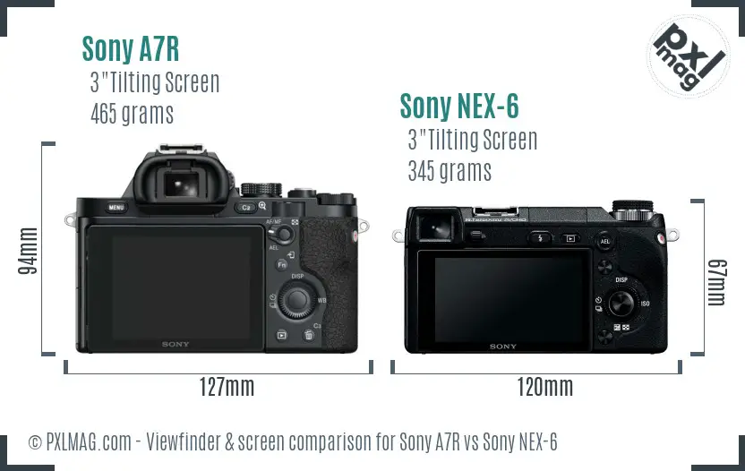 Sony A7R vs Sony NEX-6 Screen and Viewfinder comparison
