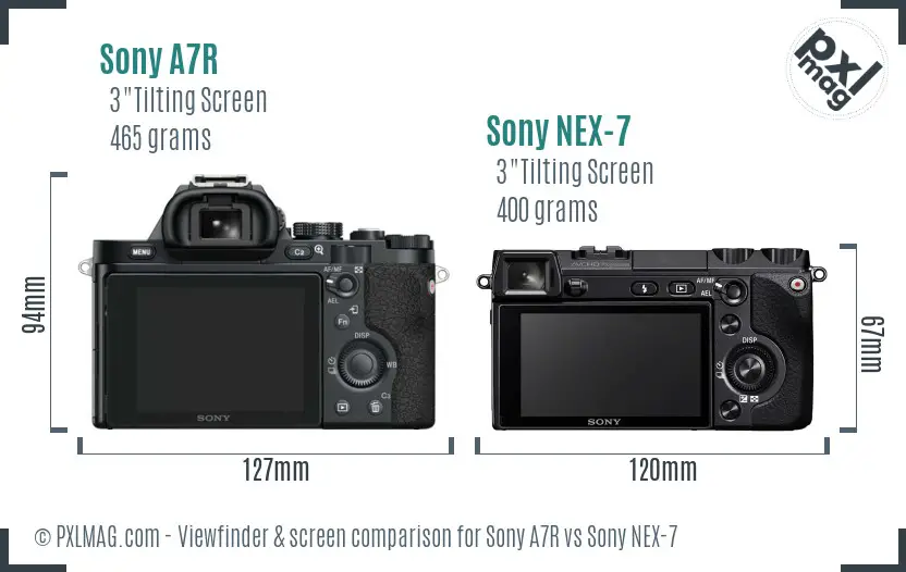 Sony A7R vs Sony NEX-7 Screen and Viewfinder comparison Sony A7R vs Sony NEX-7 Screen and Viewfinder comparison