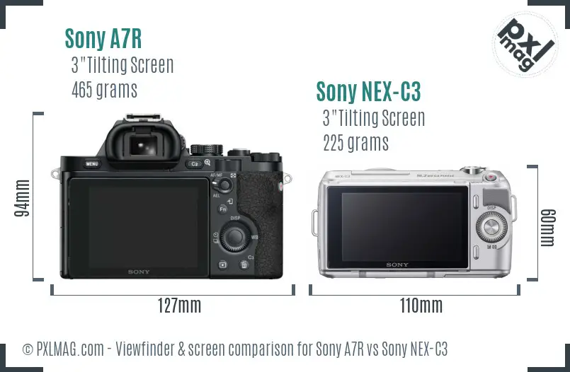 Sony A7R vs Sony NEX-C3 Screen and Viewfinder comparison