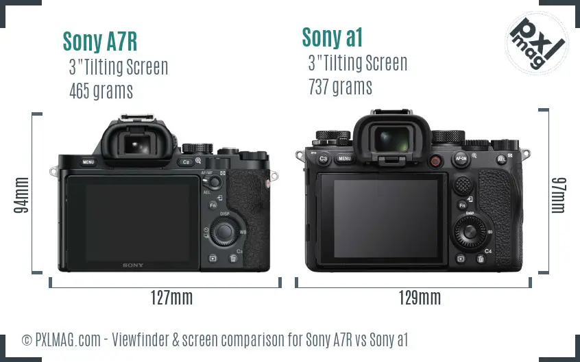Sony A7R vs Sony a1 Screen and Viewfinder comparison