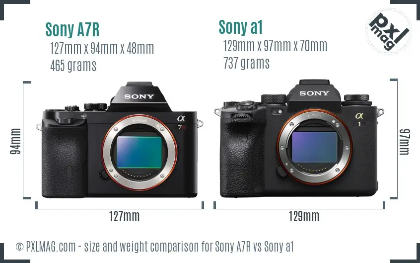 Sony A7R vs Sony a1 size comparison