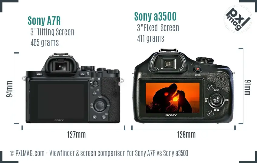 Sony A7R vs Sony a3500 Screen and Viewfinder comparison