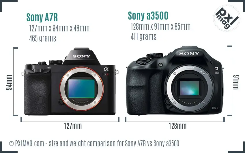 Sony A7R vs Sony a3500 size comparison