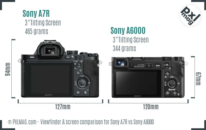 Sony A7R vs Sony A6000 Screen and Viewfinder comparison