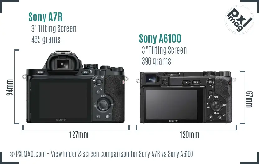 Sony A7R vs Sony A6100 Screen and Viewfinder comparison
