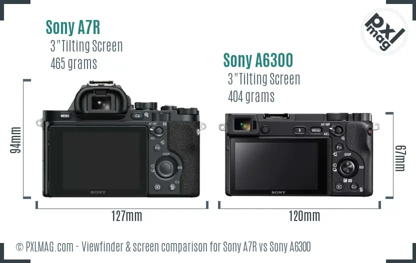 Sony A7R vs Sony A6300 Screen and Viewfinder comparison Sony A7R vs Sony A6300 Screen and Viewfinder comparison