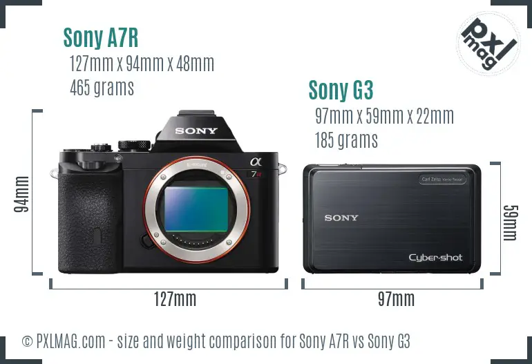 Sony A7R vs Sony G3 size comparison Sony A7R vs Sony G3 size comparison
