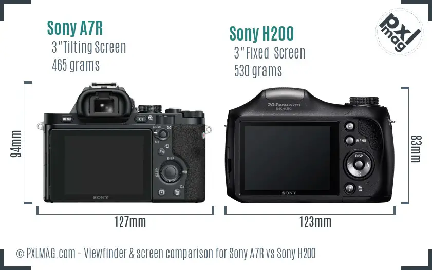 Sony A7R vs Sony H200 Screen and Viewfinder comparison Sony A7R vs Sony H200 Screen and Viewfinder comparison