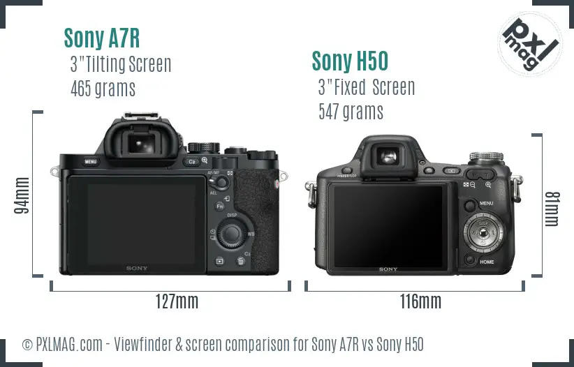Sony A7R vs Sony H50 Screen and Viewfinder comparison