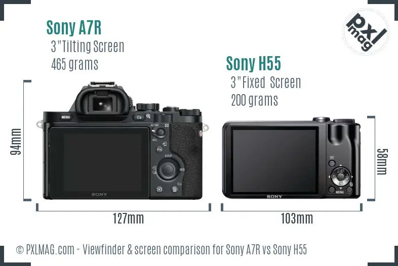 Sony A7R vs Sony H55 Screen and Viewfinder comparison