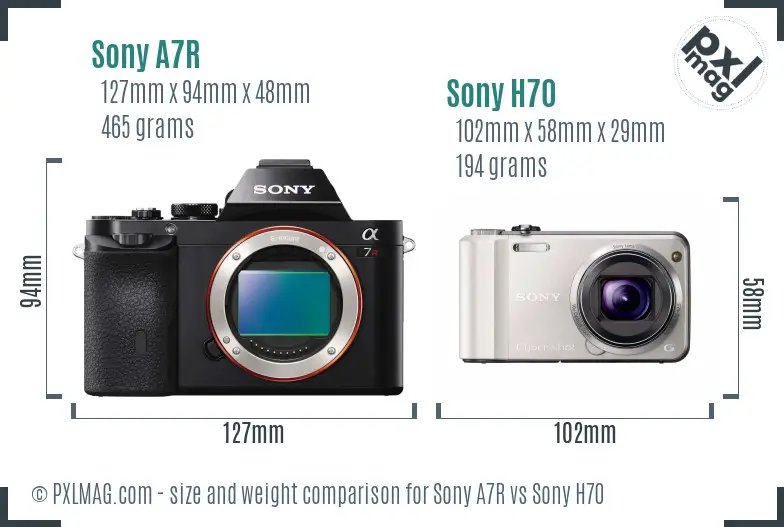 Sony A7R vs Sony H70 size comparison
