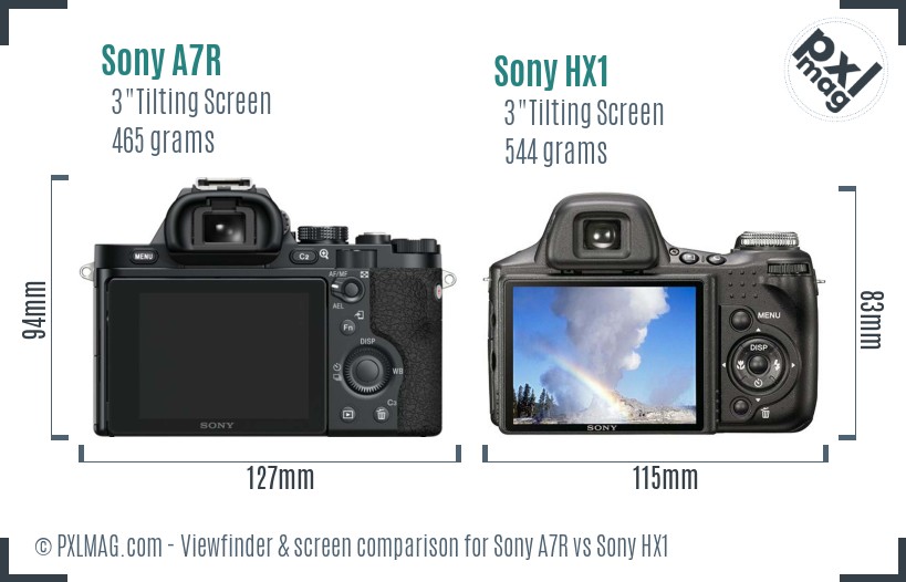 Sony A7R vs Sony HX1 Screen and Viewfinder comparison