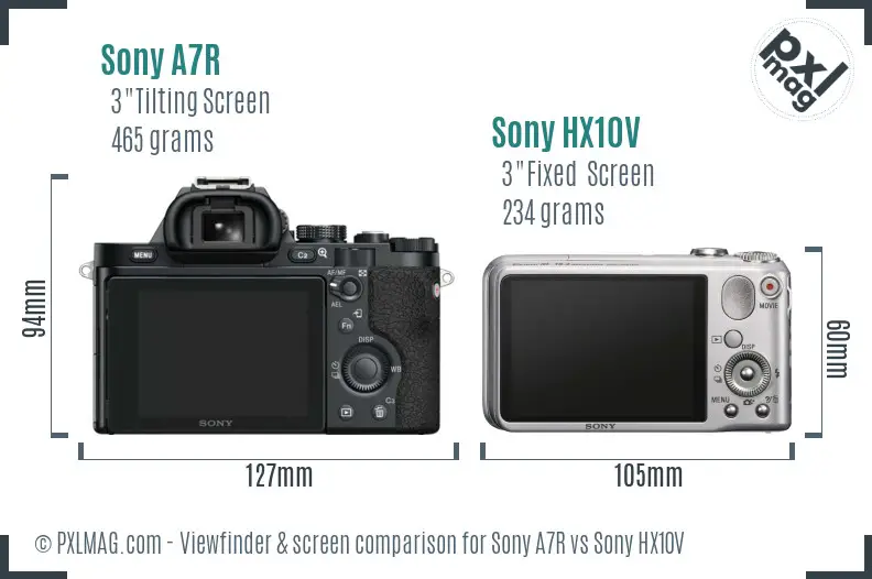 Sony A7R vs Sony HX10V Screen and Viewfinder comparison Sony A7R vs Sony HX10V Screen and Viewfinder comparison
