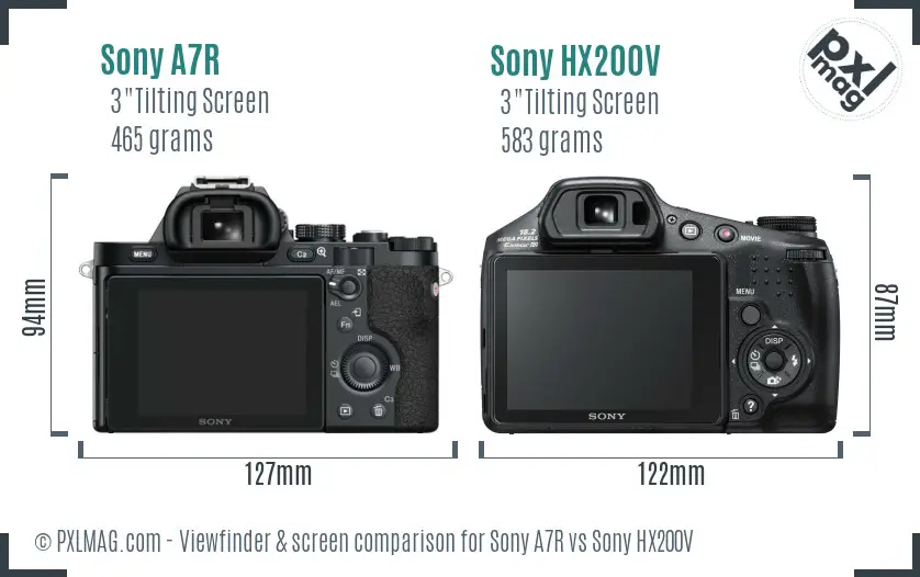 Sony A7R vs Sony HX200V Screen and Viewfinder comparison