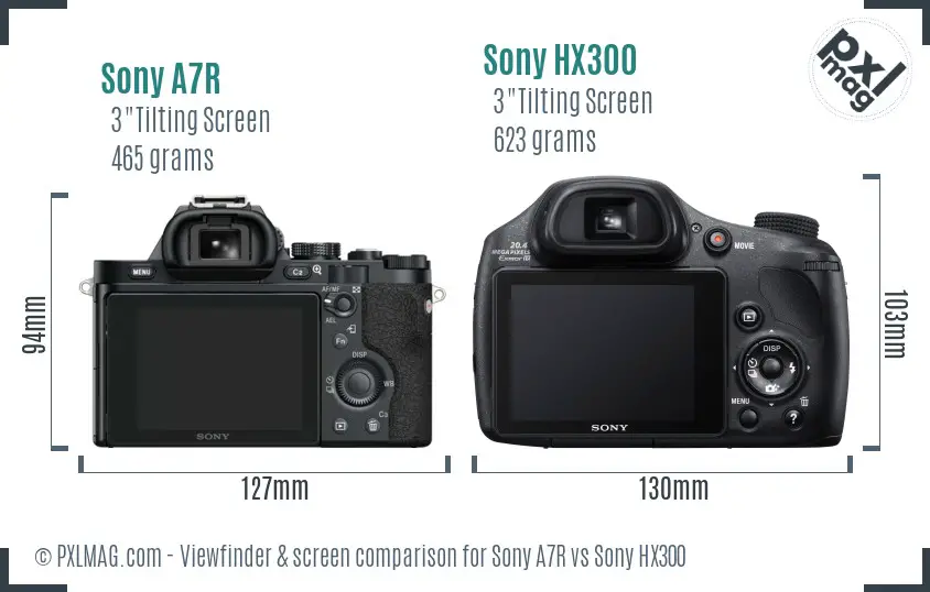 Sony A7R vs Sony HX300 Screen and Viewfinder comparison