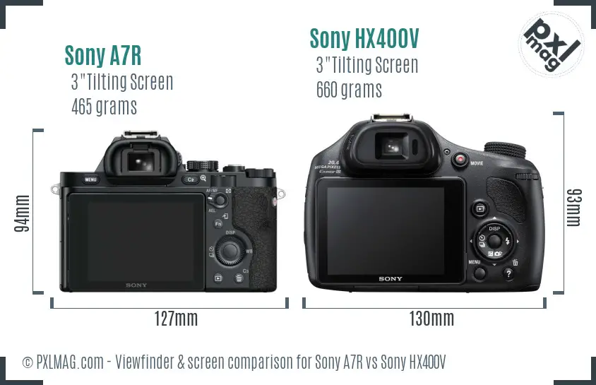 Sony A7R vs Sony HX400V Screen and Viewfinder comparison