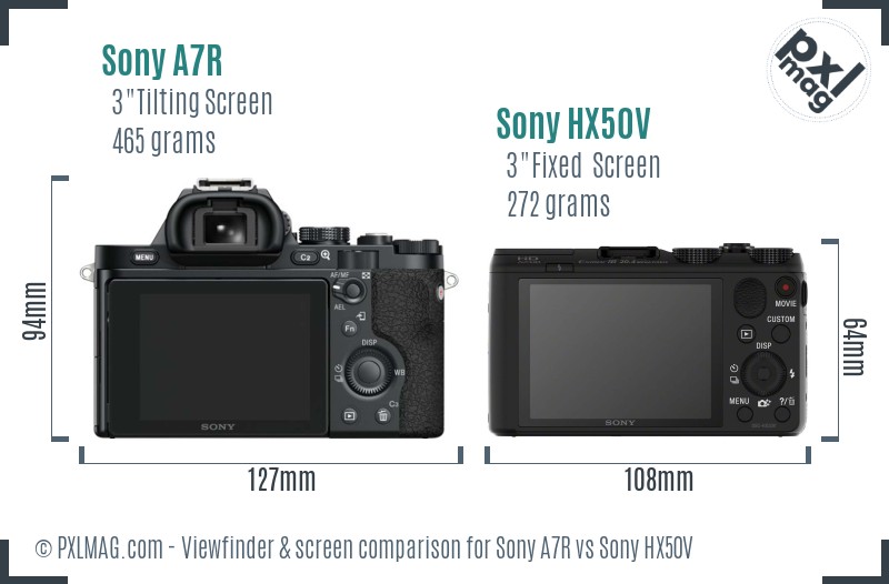 Sony A7R vs Sony HX50V Screen and Viewfinder comparison