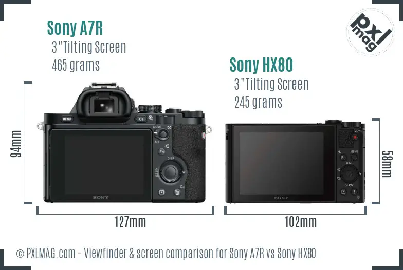 Sony A7R vs Sony HX80 Screen and Viewfinder comparison