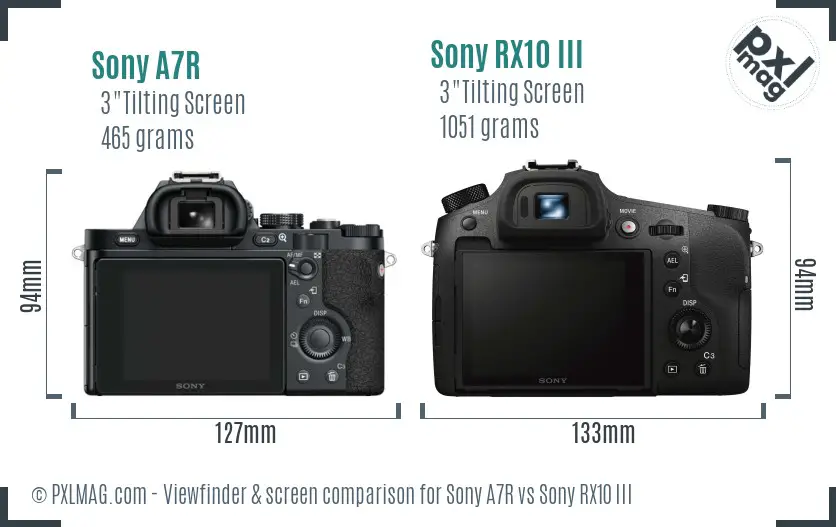 Sony A7R vs Sony RX10 III Screen and Viewfinder comparison