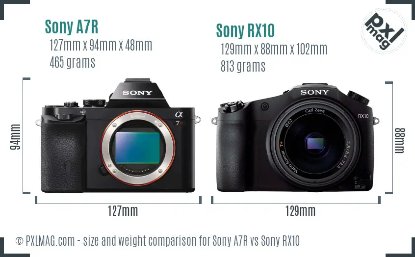 Sony A7R vs Sony RX10 size comparison Sony A7R vs Sony RX10 size comparison