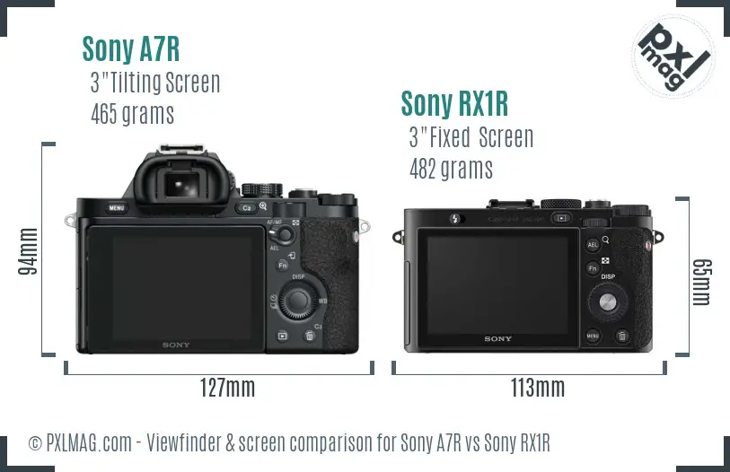 Sony A7R vs Sony RX1R Screen and Viewfinder comparison