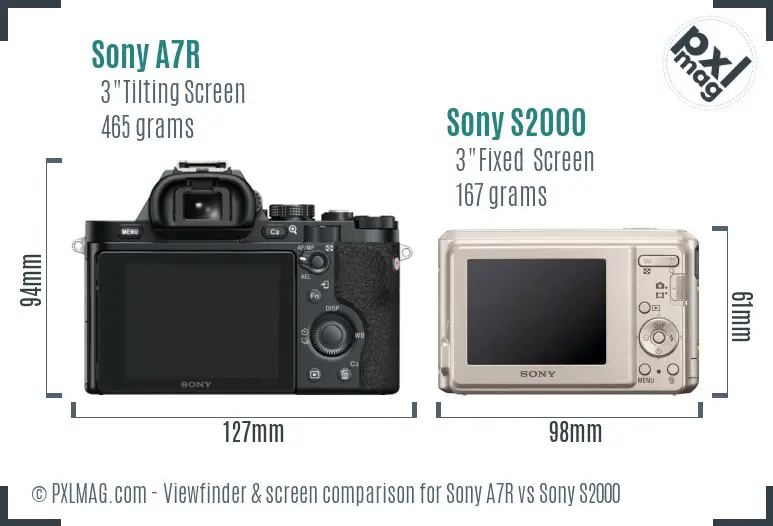 Sony A7R vs Sony S2000 Screen and Viewfinder comparison