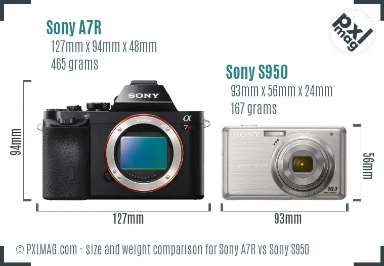 Sony A7R vs Sony S950 size comparison