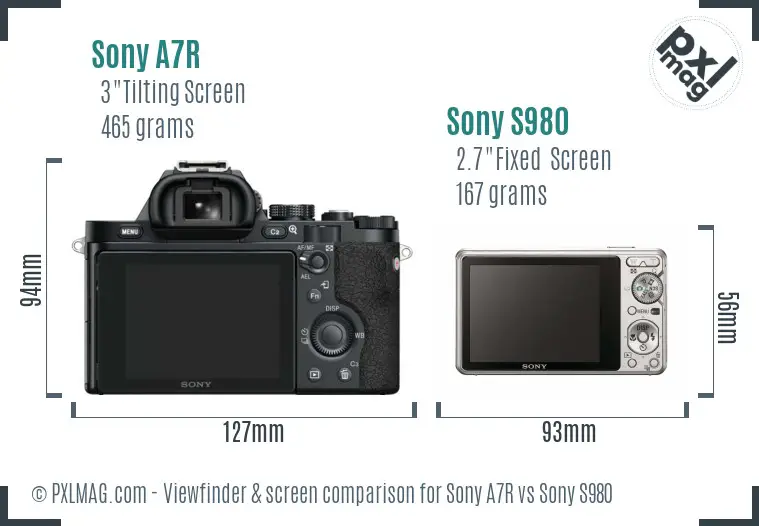 Sony A7R vs Sony S980 Screen and Viewfinder comparison Sony A7R vs Sony S980 Screen and Viewfinder comparison