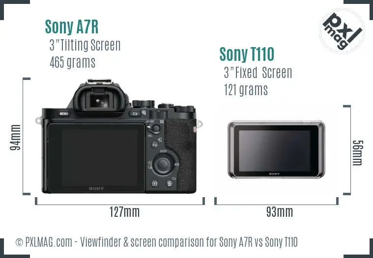 Sony A7R vs Sony T110 Screen and Viewfinder comparison