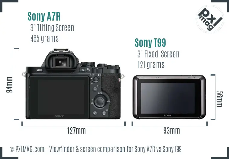 Sony A7R vs Sony T99 Screen and Viewfinder comparison Sony A7R vs Sony T99 Screen and Viewfinder comparison