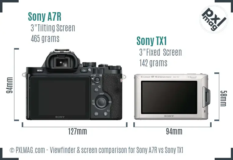 Sony A7R vs Sony TX1 Screen and Viewfinder comparison